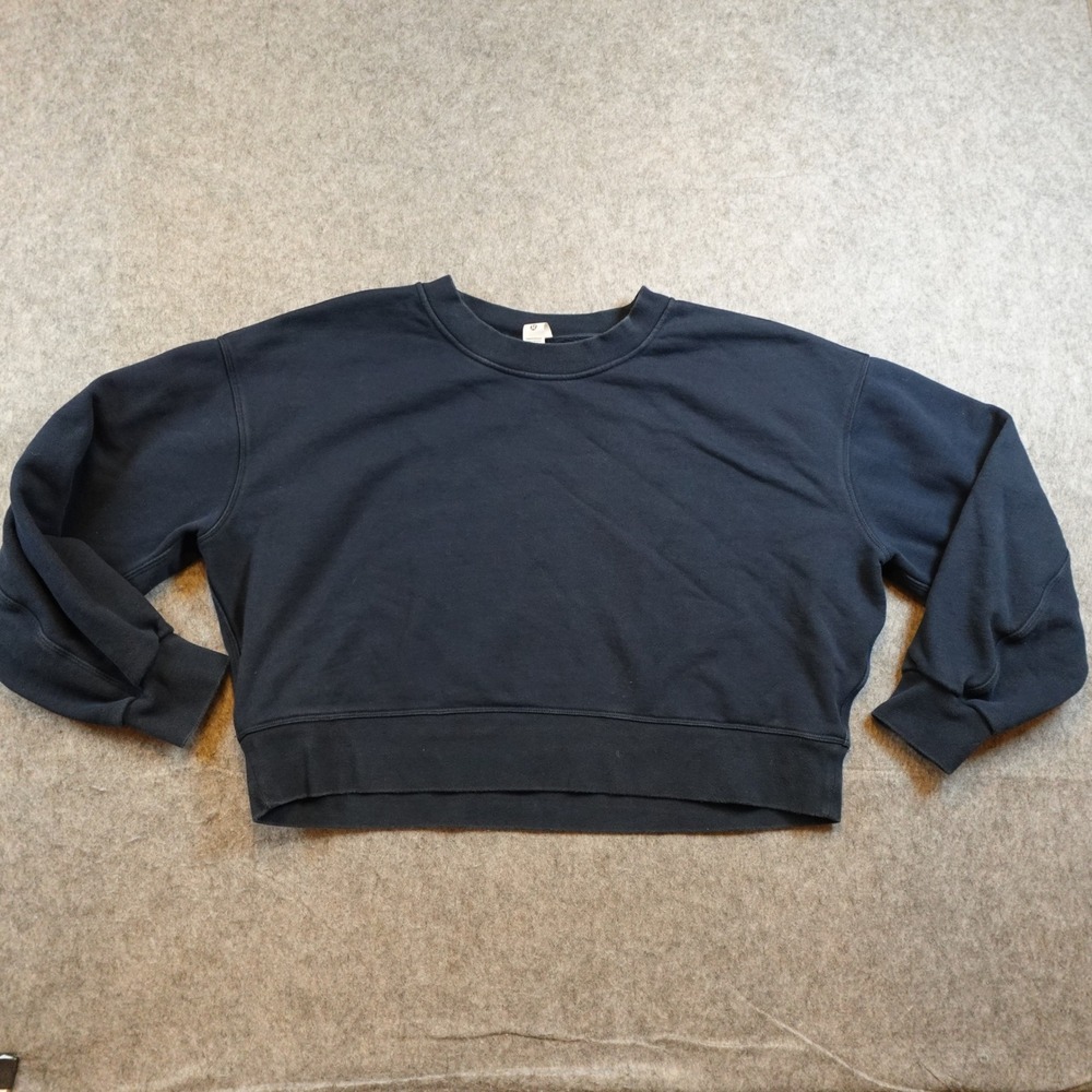 Lululemon Sweatshirt Women 8 Navy Blue Perfectly Oversized Cropped Crewneck